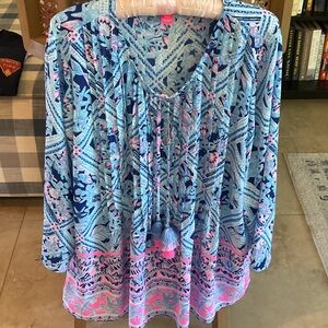 Lilly Pulitzer Vibrant Blue and Pink Tunic